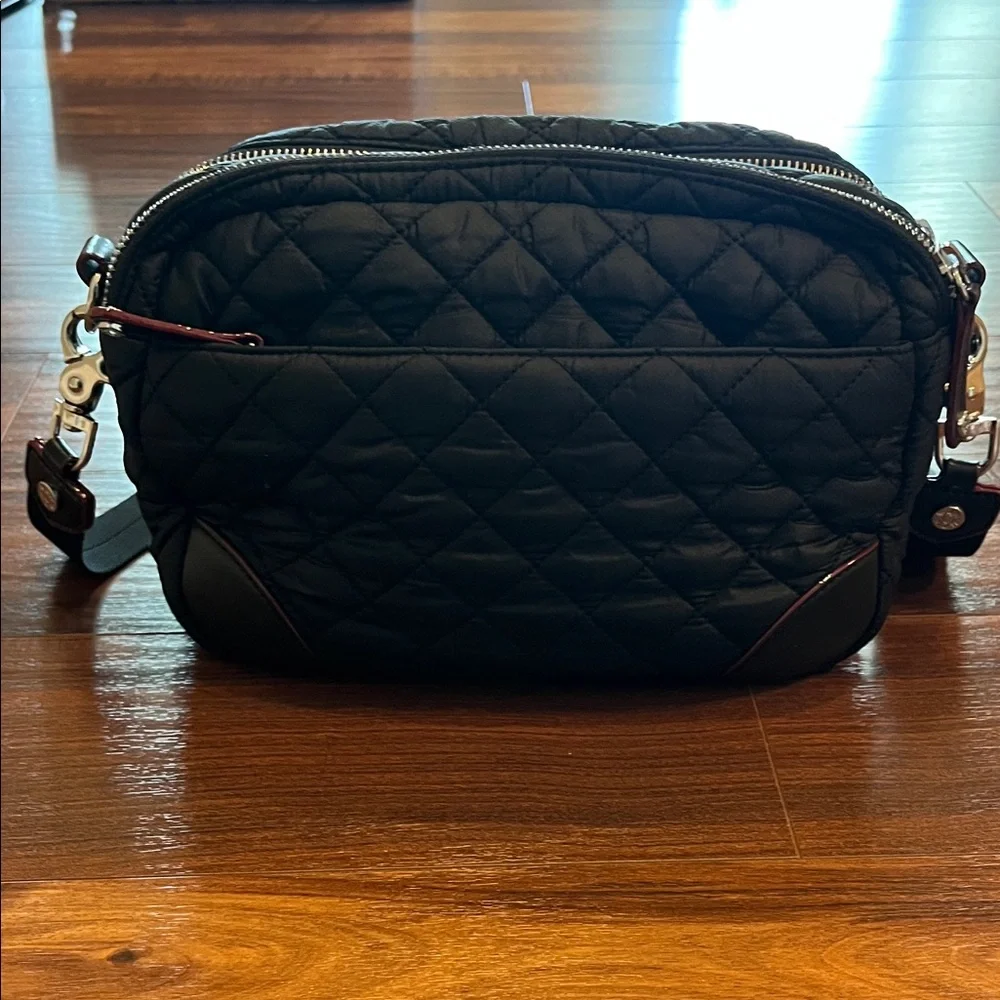 MZ WALLACE Black Quilted Nylon Crossbody with 2 Straps and Pouch - Picture 3 of 7